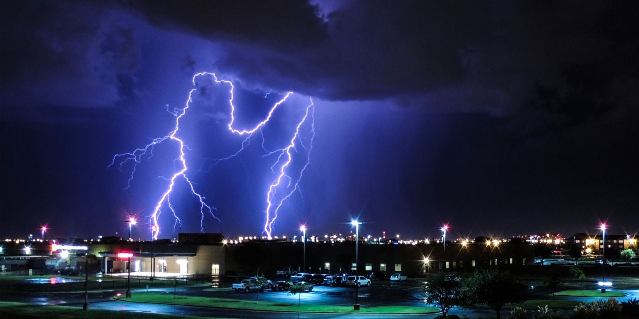 A lightning in the sky