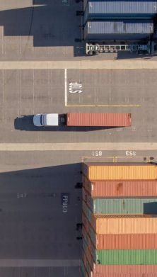 Ariel view of a container truck