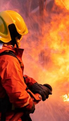 A fireman fighting the fire