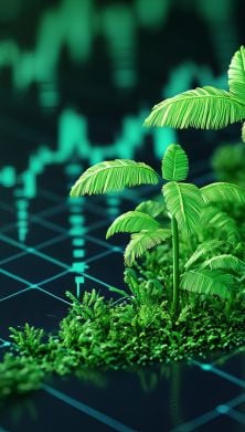 Abstract image of plants growing in the stock market 