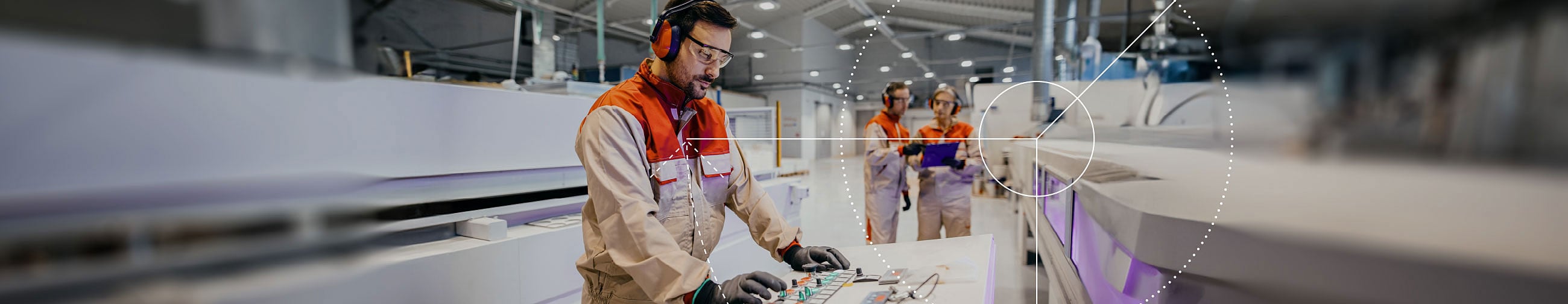  Worker with hearing protection at switching machine